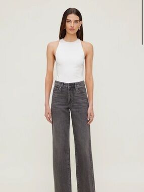 Dynamite Heidi High-Rise Wide-Leg Jeans in Washed Grey